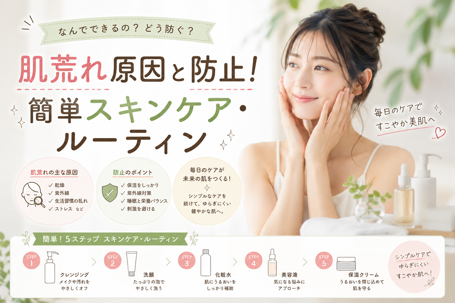 肌荒れ原因と防止！簡単スキンケア・ルーティン