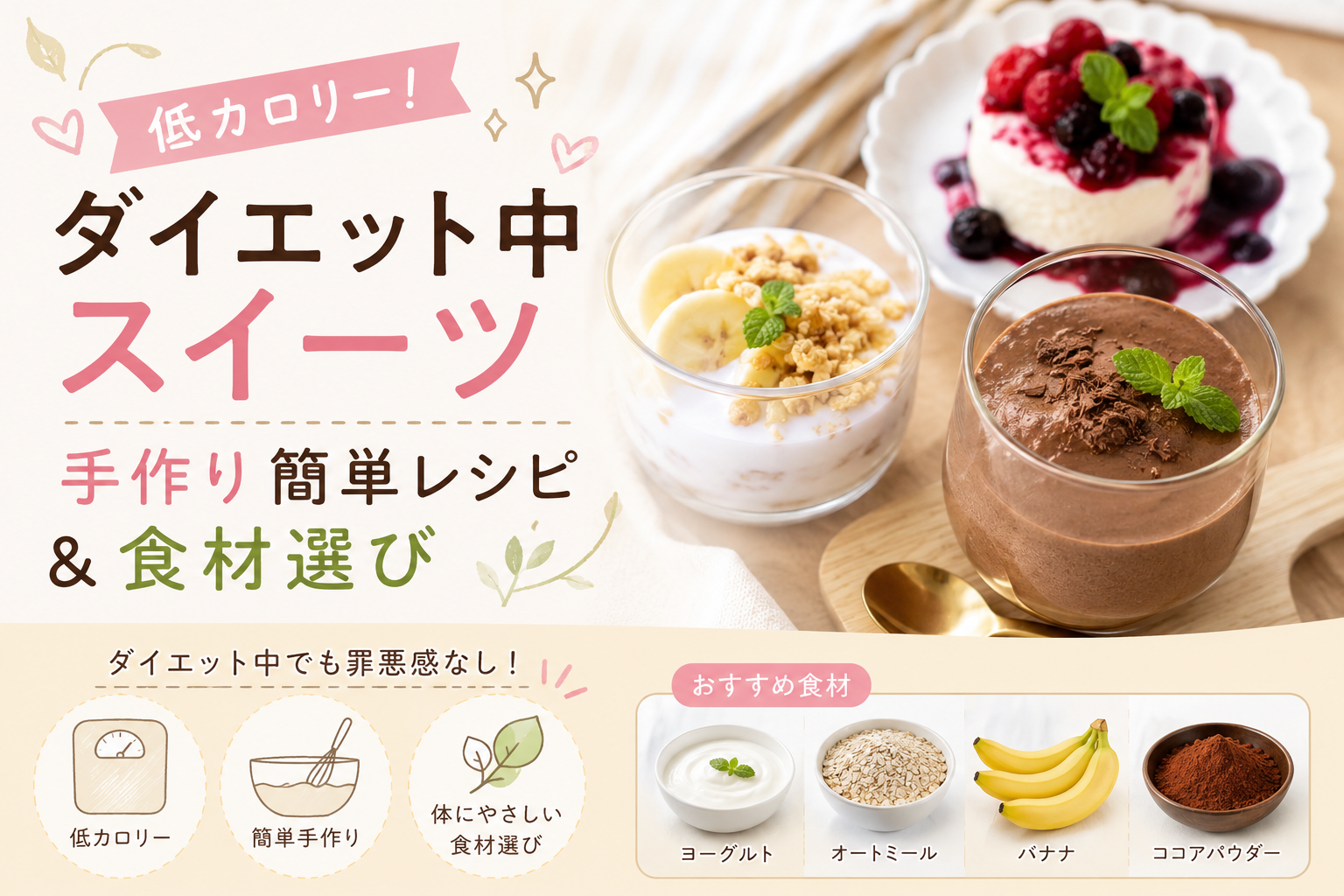 低カロリー！ダイエット中スイーツ手作り簡単レシピ＆食材選び