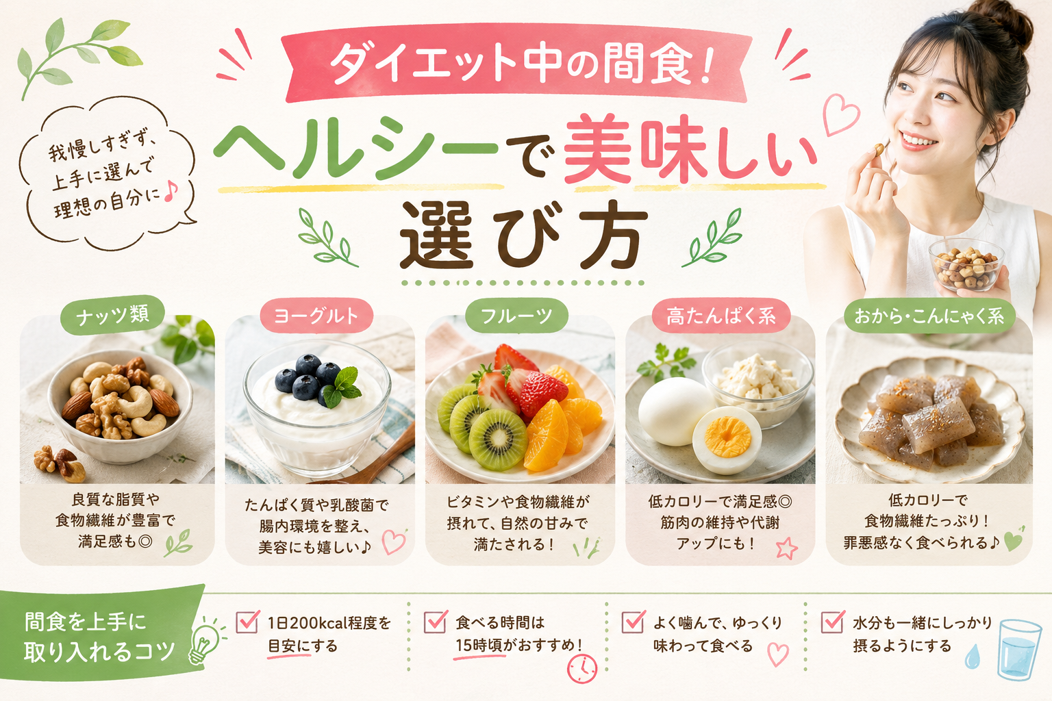 ダイエット中の間食！ヘルシーで美味しい選び方
